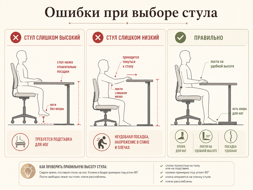 Ошибки при выборе стула