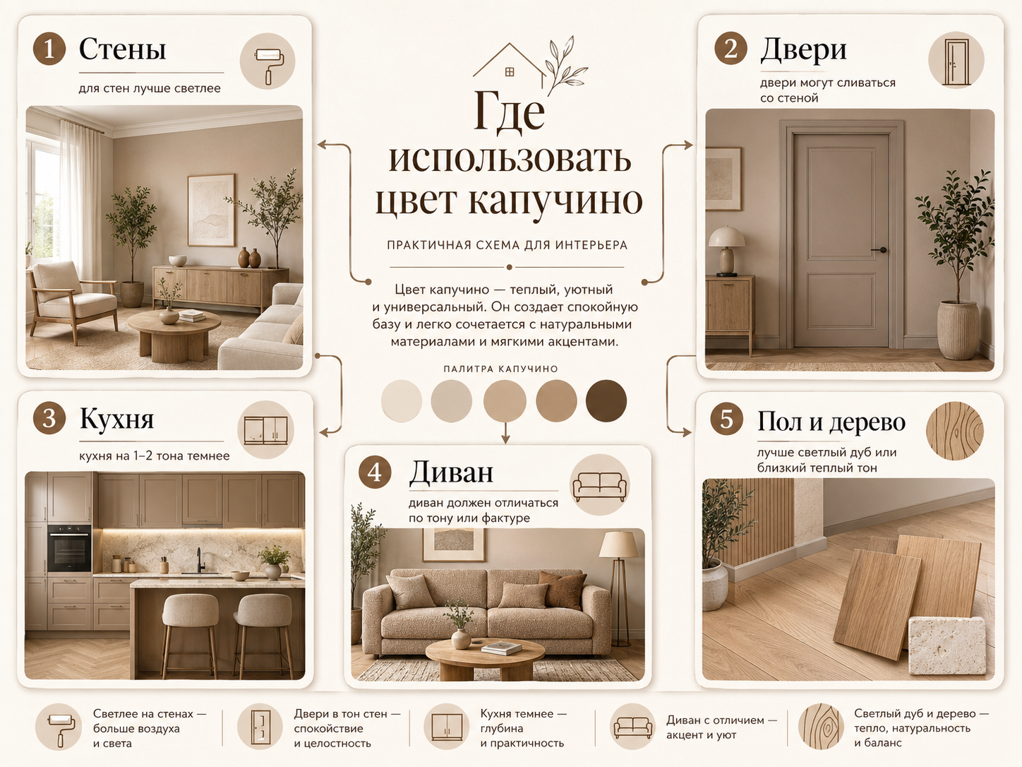 Где использовать цвет капучино