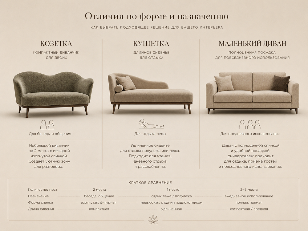 Чем козетка отличается от кушетки