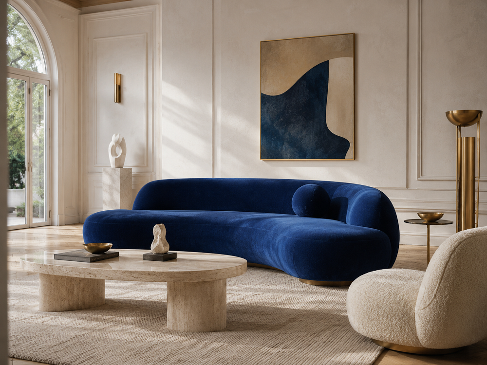 С диваном Luminous Blue становится одним из основных цветов комнаты