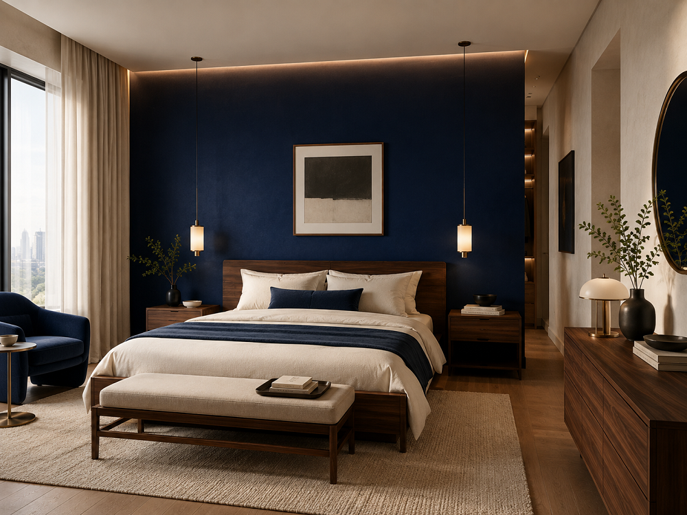 Как использовать Luminous Blue в спальне