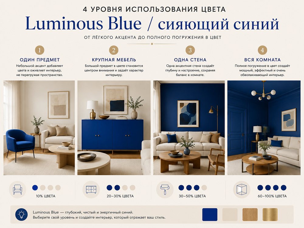 Сколько Luminous Blue нужно интерьеру