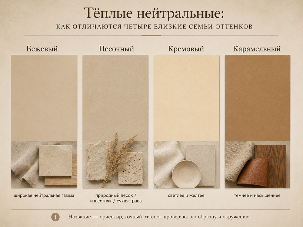 Чем песочный отличается от бежевого, кремового и карамельного
