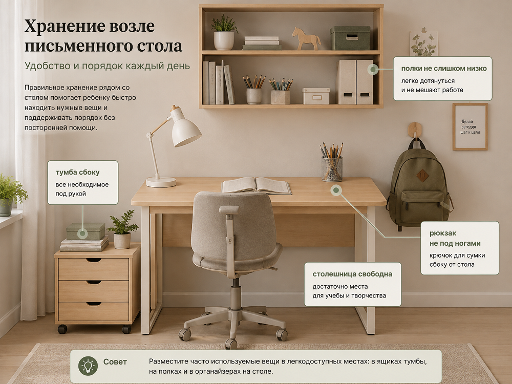 Какая система хранения нужна возле стола