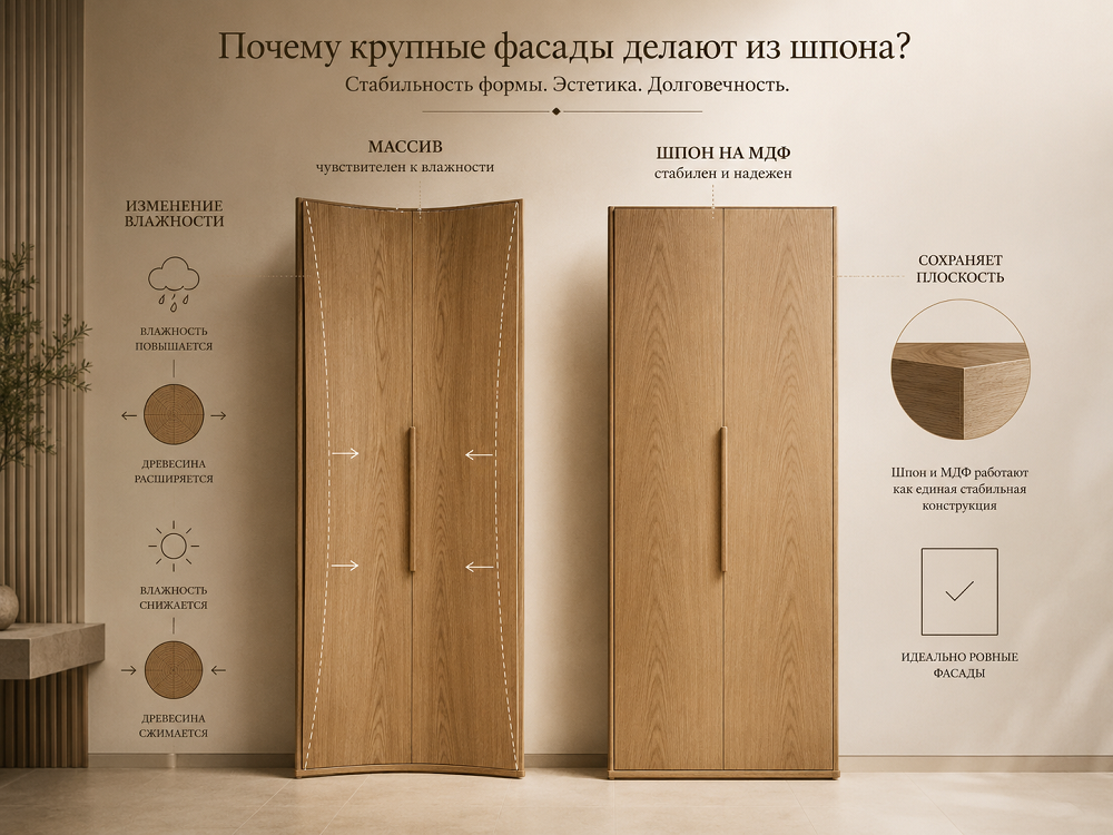 Почему большие фасады делают шпонированными