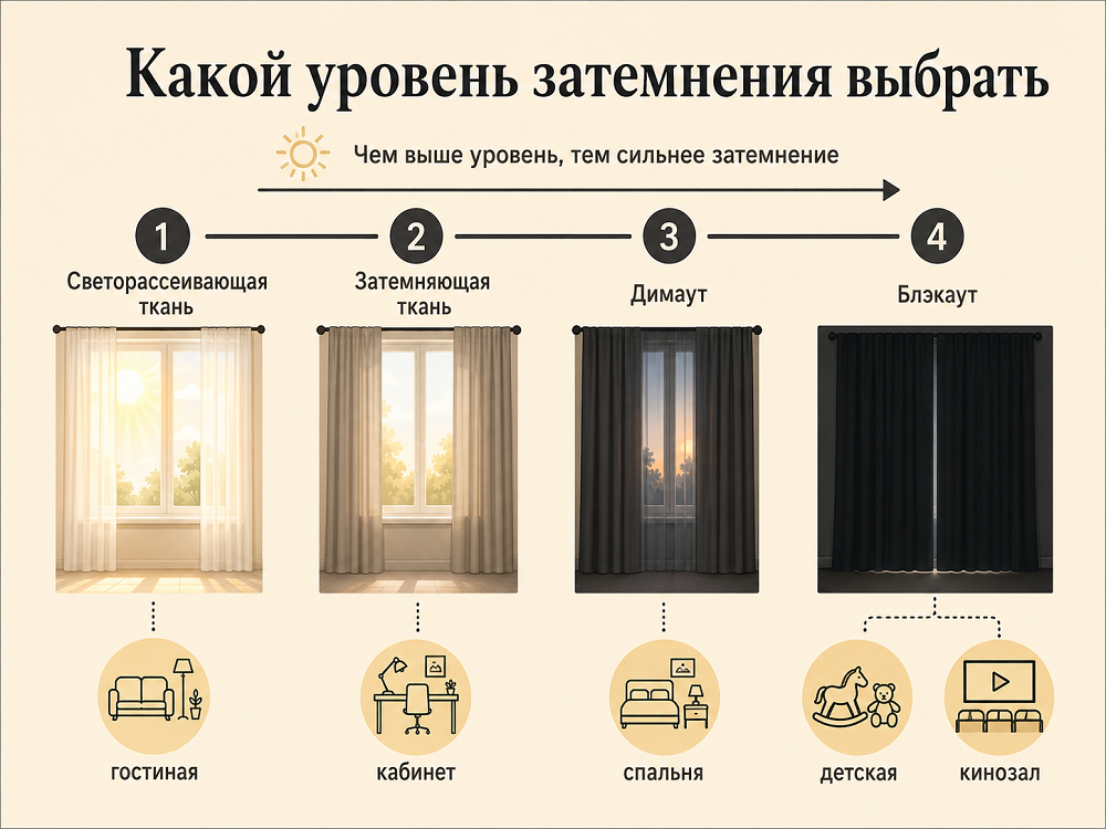 Какой уровень затемнения шторы блэкаут выбрать
