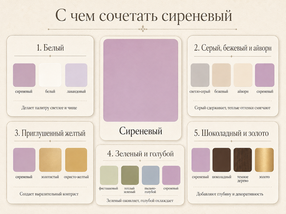 С какими цветами сочетается сиреневый