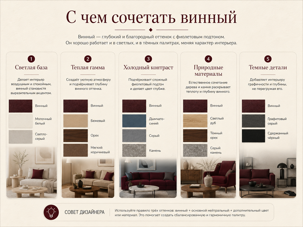 С чем сочетается винный цвет