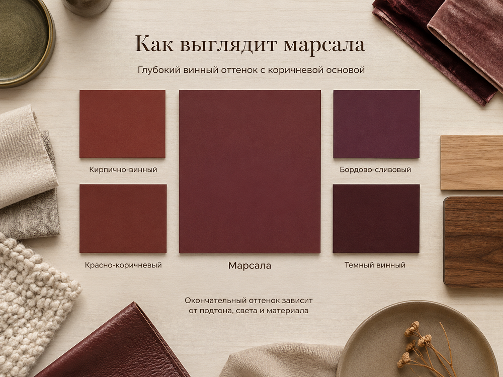 Как выглядит цвет марсала