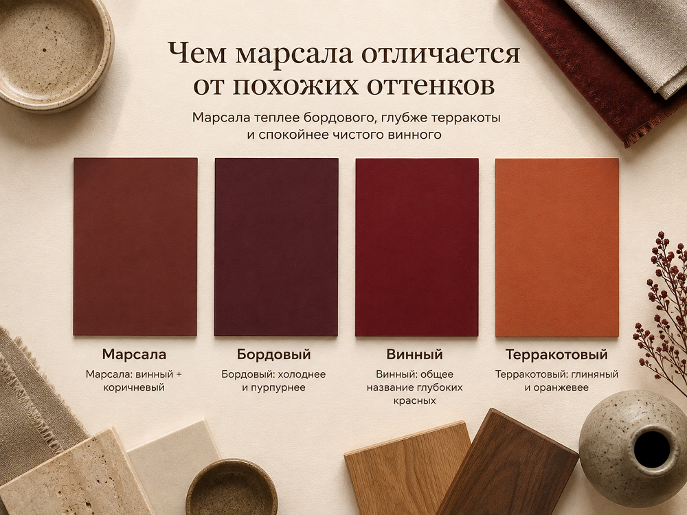 Чем марсала отличается от бордового, винного и терракотового