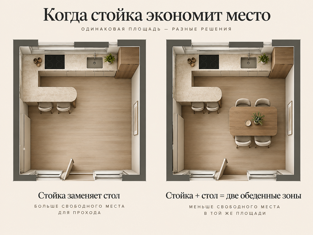 Когда стойка экономит место