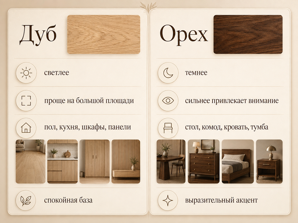 Чем отличается дуб и орех