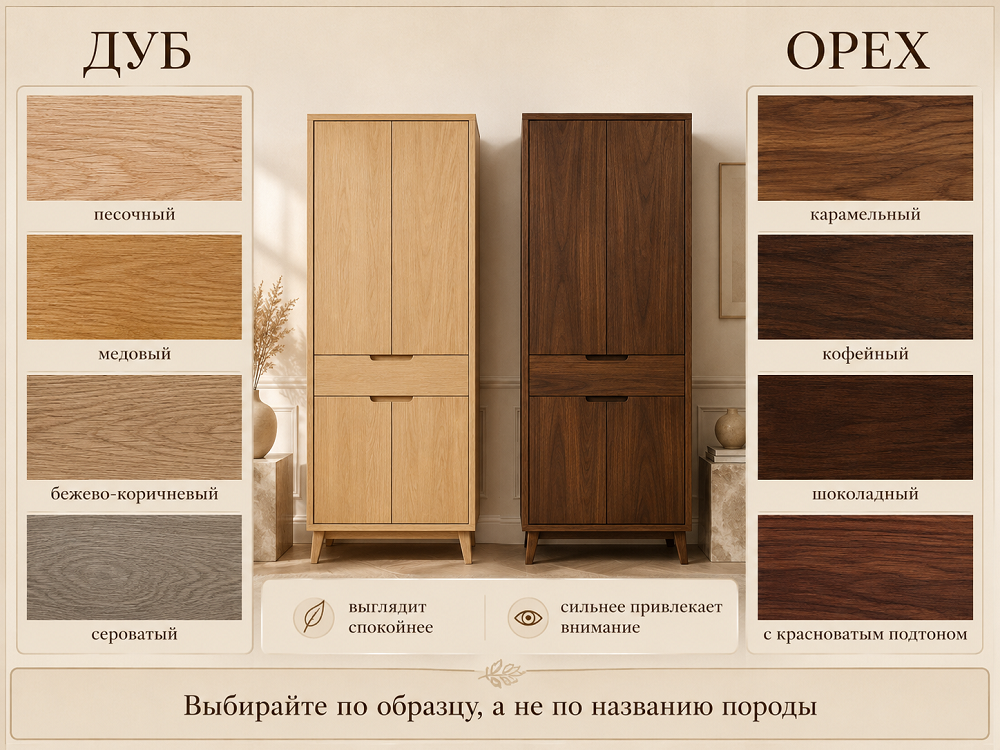 Чем отличаются оттенки дуба и ореха