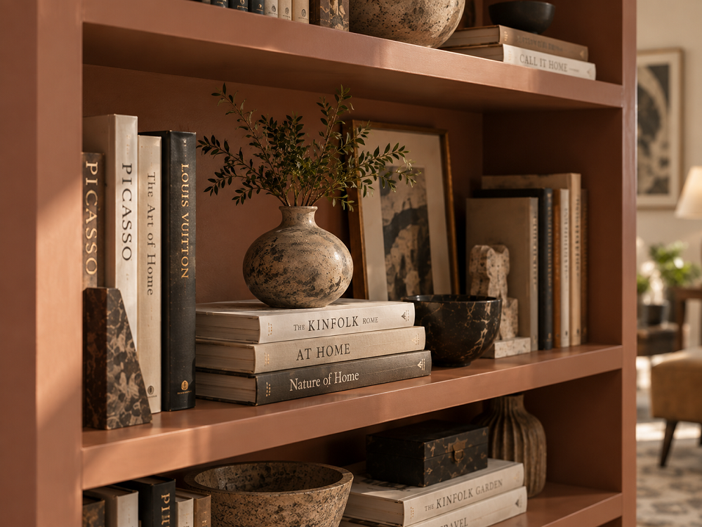Выставляйте небольшой декор на книгах