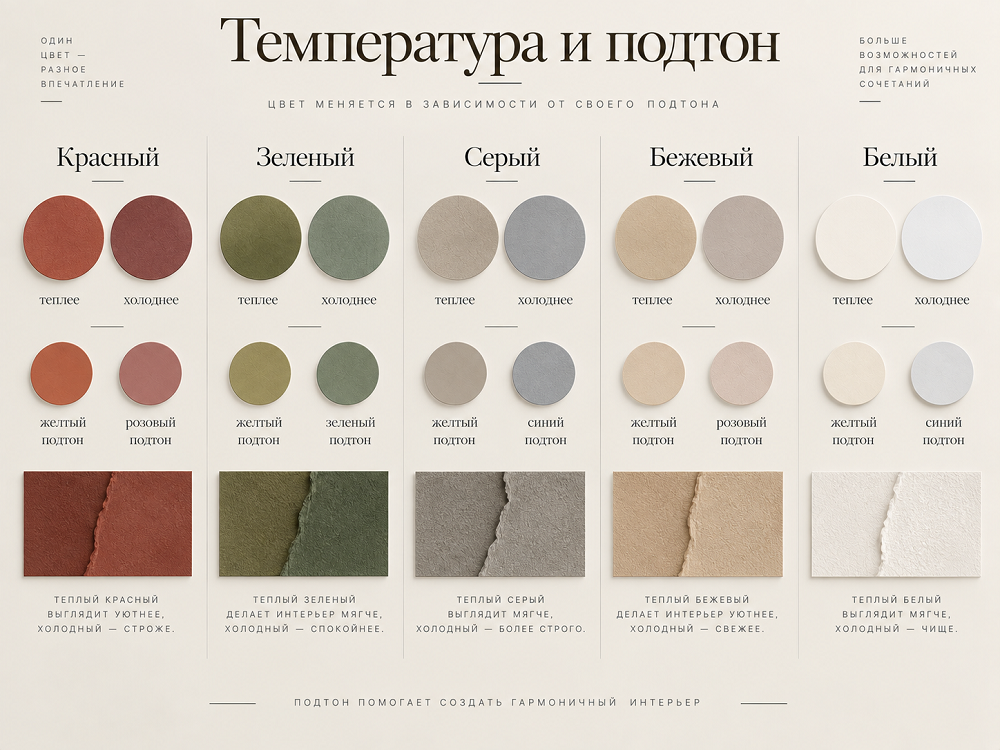 Температура и подтон цвета