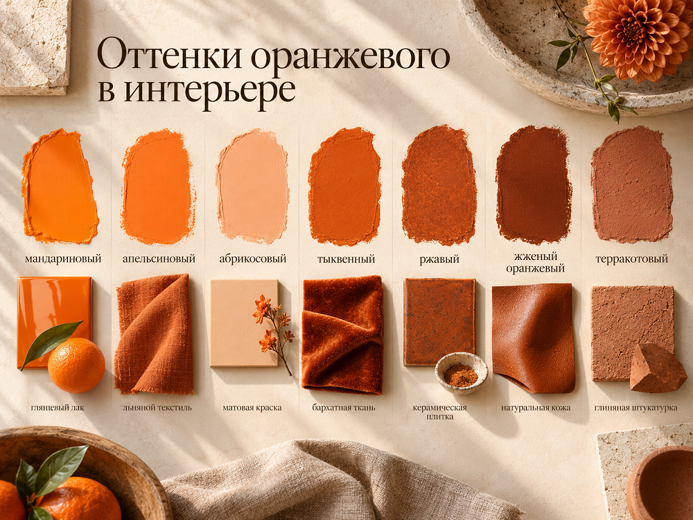 Оттенки оранжевого в интерьере