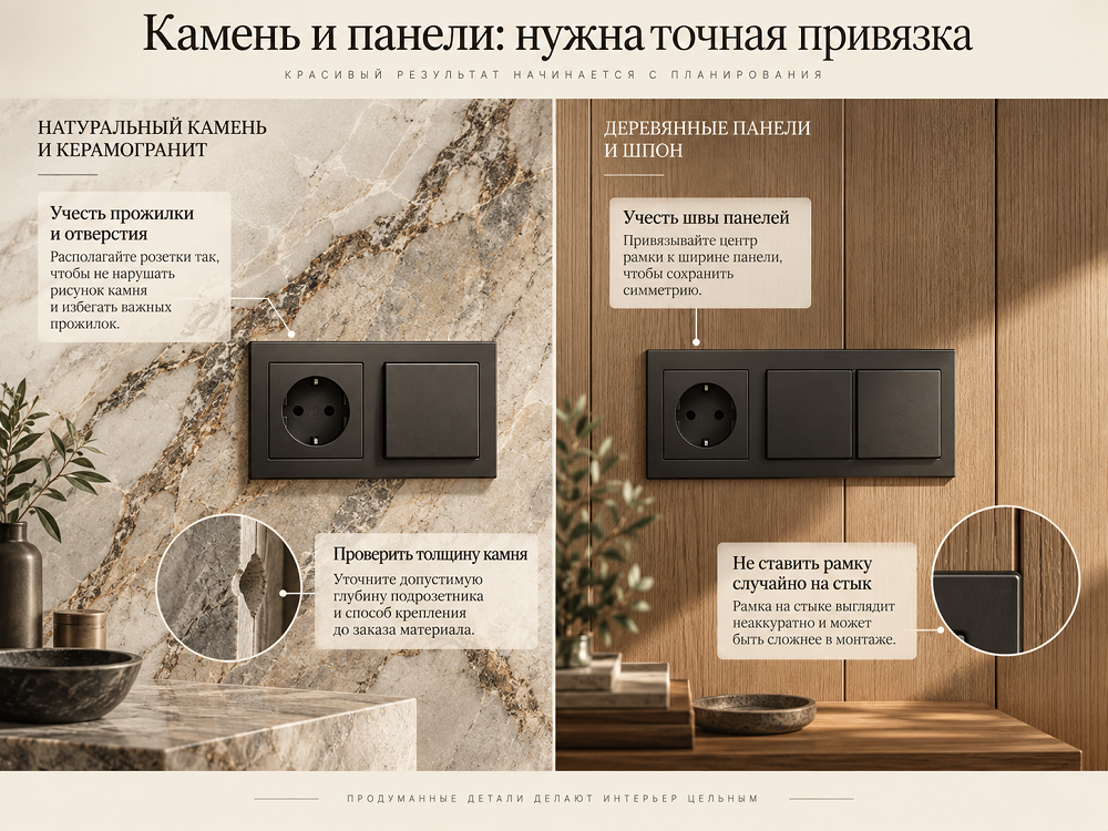 Электрические элементы на деревянных панелях