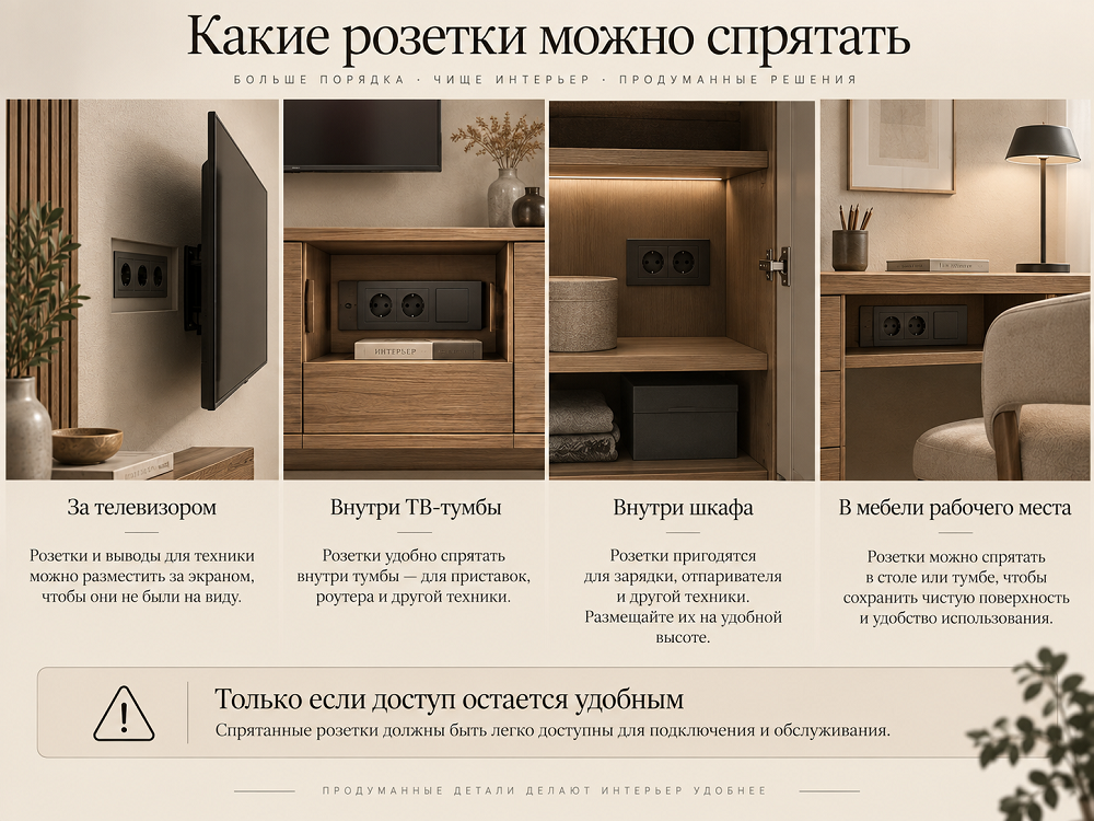 Как спрятать розетки