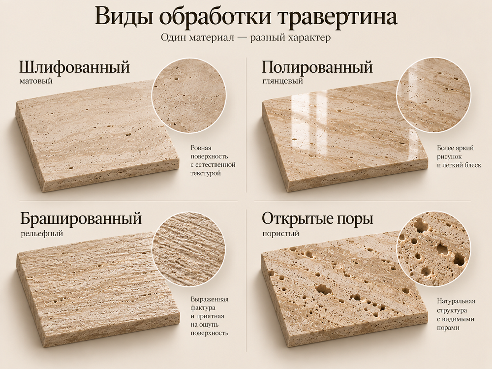 Как обрабатывают поверхность травертина