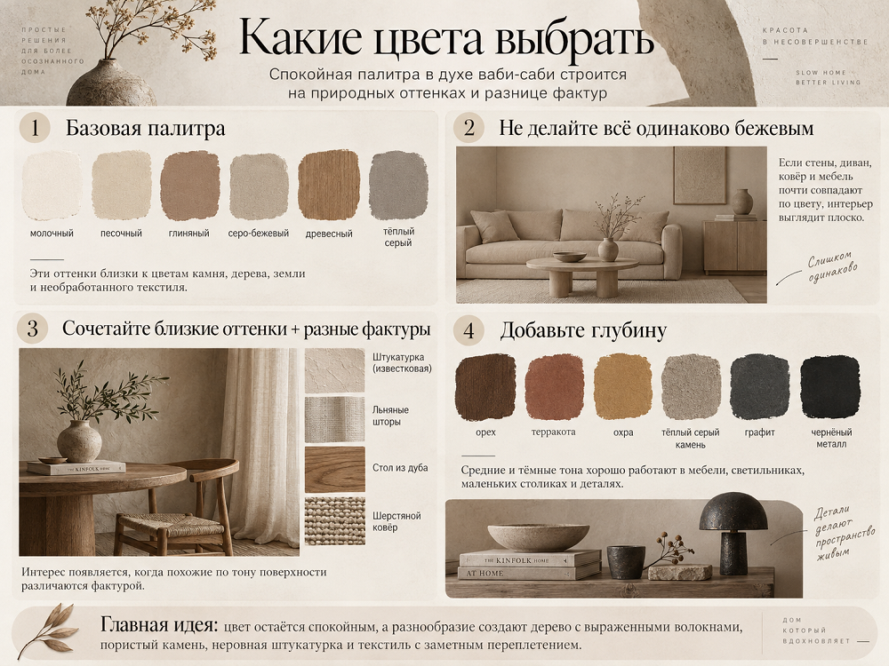 какие цвета подходят для стиля ваби-саби