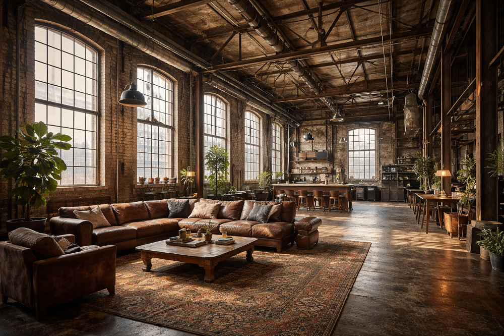 Индустриальный лофт в бывшем заводском помещении