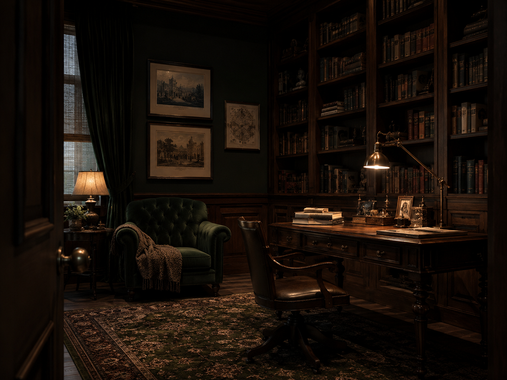 Dark academia подходит Скорпиону через настроение старой библиотеки, кабинета, университета и комнаты с историей.