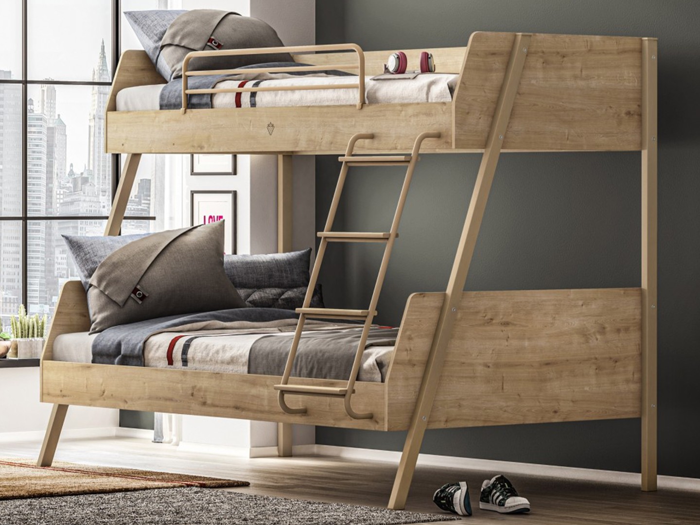 двухъярусная кровать для взрослых из дерева