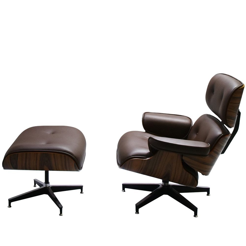 Купить Кресло EAMES LOUNGE CHAIR и оттоманка EAMES LOUNGE CHAIR коричневые  (Китай, Bradex) за 99 890 рублей | Roomsee