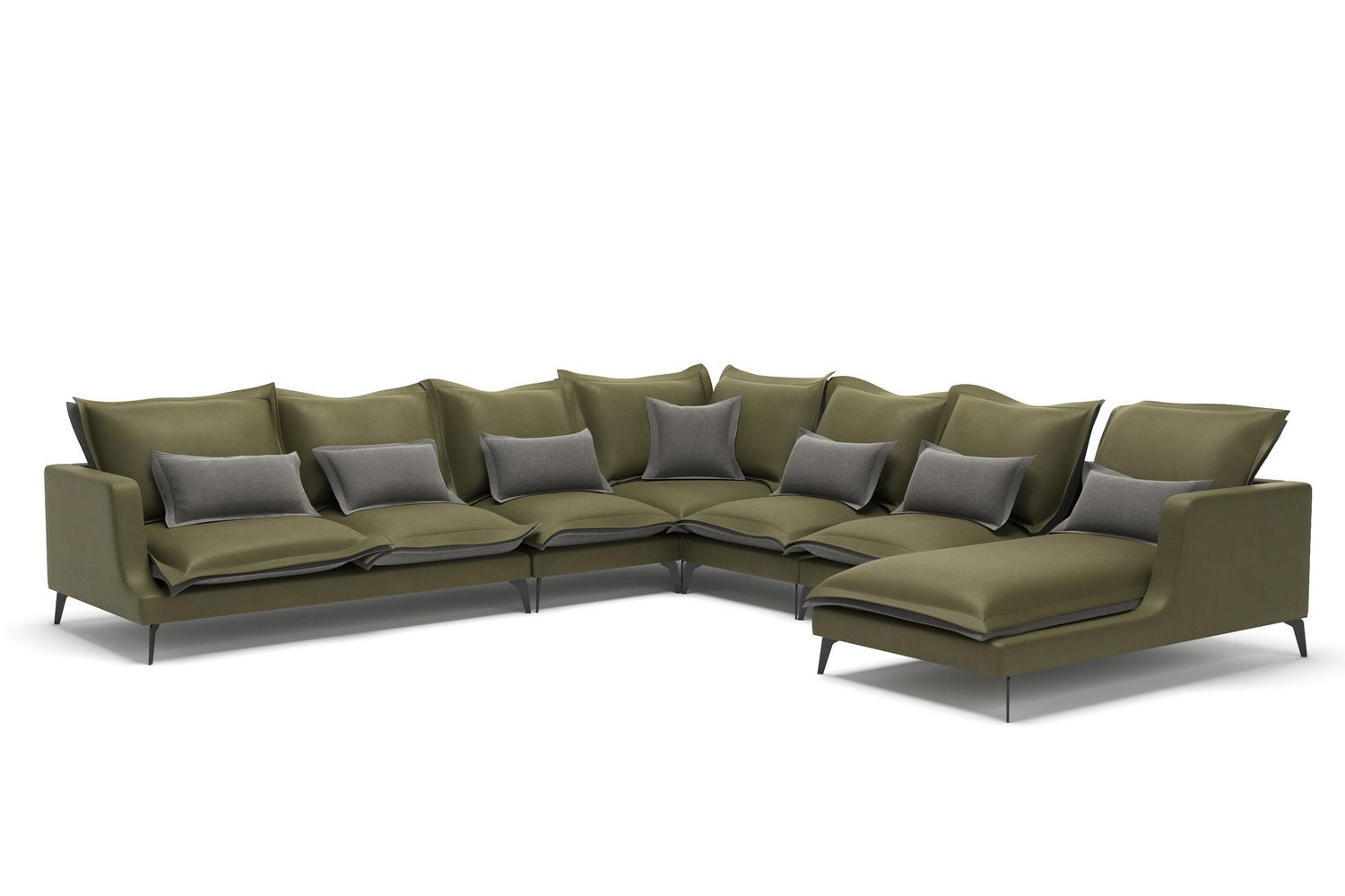 Купить Rey угловой диван с шезлонгом замша зеленый/серый 6303 (Россия, Topconcept) за 838 550 рублей